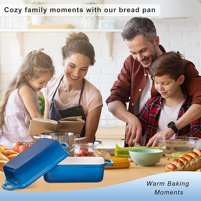 GRMImosa Cast Iron Bread Loaf Pan with Lid, Loaf Pans for Baking Bread, 2-In-1 Enameled Loaf Pans For Baking Bread, Bread Dutch Oven For Golden Crispy Crust For Homemade Bread & Sourdough (Marseille)