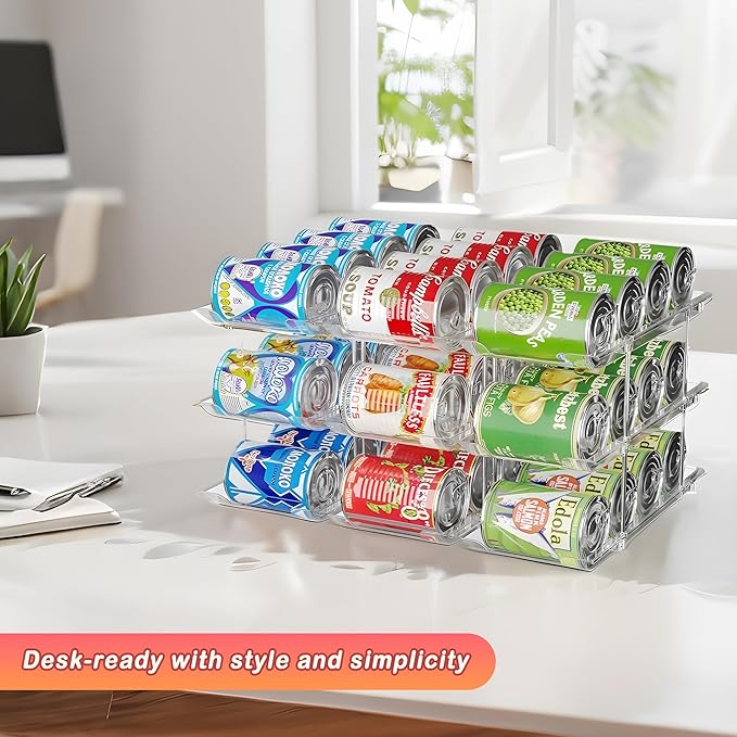 Can Storage Organizer Pantry and Canned Food Holders for Soup Can Goods Dispenser with Rack Clear 9-Pack