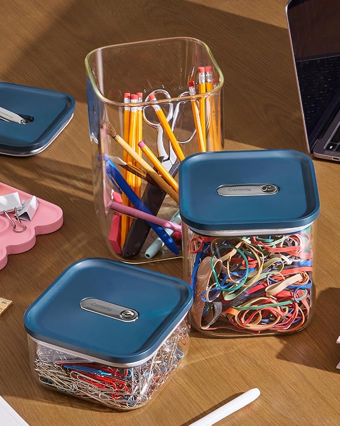 Caraway 4qt Glass Airtight Food Storage Container with Lid – Non-Toxic, BPA-Free Kitchen Storage Container – Stackable, Space-Saving Airtight Container for Dry Goods and More - Mist