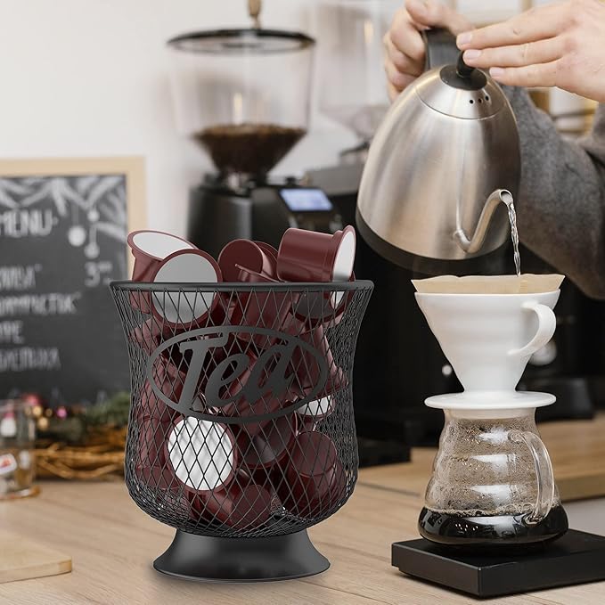 Tea Pod Holder, Sturdy K Cup Organizer, Large Capacity K Cup Storage for Keuring Espresso Capsule Coffee Creamer, Easy to Refill and Organize for Cafe Bar, Coffee Bar Decor