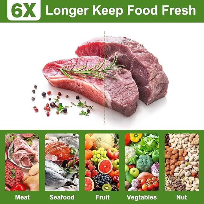 [2025 Upgraded] Moretoes 110pcs Vacuum Sealer Bags, Food Saver Bags Quart 8" x 12", BPA Free, Pre-cut Commercial Grade Vac Bags for Food Storage, Meal Prep or Sous Vide