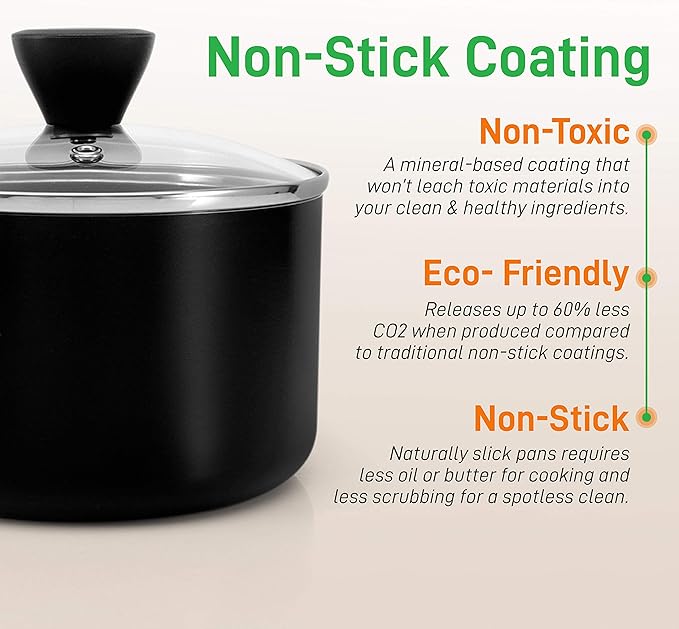 NutriChefKitchen 13-Piece Nonstick Kitchen Cookware Set -PTFE/PFOA/PFOS Free Heat Resistant Kitchen Ware Pots Pan Set w/ Saucepan,Frying Pans,Cooking Pots,Casserole,Lids,Ladle,Fork,Strainer-NCCWA13.5