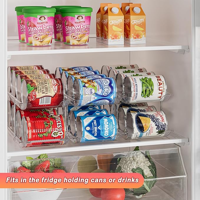 Can Storage Organizer Pantry and Canned Food Holders for Soup Can Goods Dispenser with Rack Clear 9-Pack