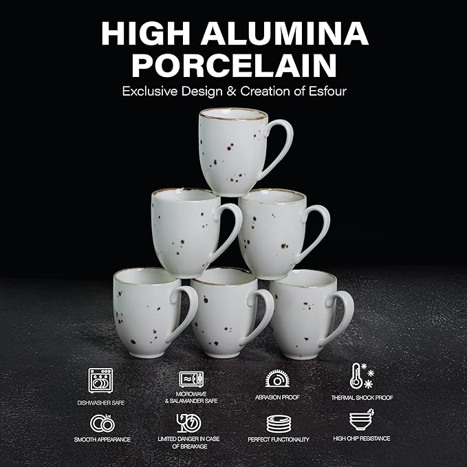 Coffee Mugs Set Of 6, 14 Oz Large Handle Heavy Duty Cups - Microwave Dishwasher Safe - Latte, Cappuccino, Tea, Cocoa, Mocha - Men, Women, Home Office Daily Use, Classic Assorted Colors