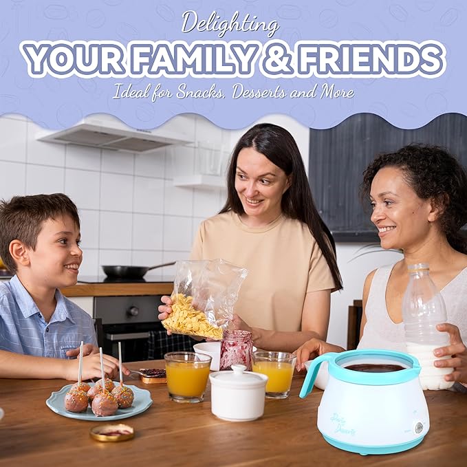 Candy and Chocolate Melting Pot with 2 Pots, Mini Electric Fondue Pot, Melts Candy Chocolate in a Couple of Minutes, Ideal for Cake Pops Cookies Cakes, 2.5 Cups, Aqua