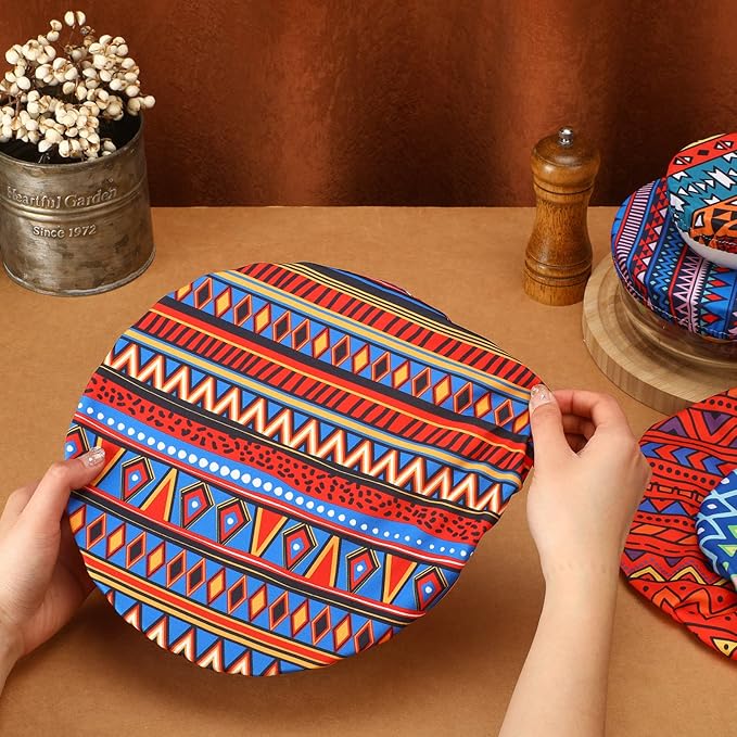 Patelai 10 Pcs Bowl Covers Reusable in 5 Size Stretch Cloth Fabric Elastic Food Storage Bowl Covers Bread Sourdough Lids for Proofing Food Fruits Leftover(Fresh Style)