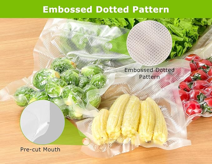 Bonsenkitchen Precut Vacuum Sealer Bags, 20 Gallon 11" x 16"+ 80 Quart 8" x 12"+ 50 Pint 6" x 10", Commercial Grade, BPA Free, Food Sealer Bags for Vac Storage, Meal Prep or Sous Vide Cooking, VB15