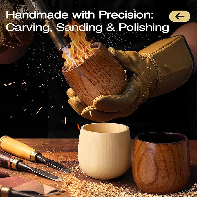 Handcrafted Wooden Whiskey Glass with Gift Tube – Charred Old Fashioned Glass,Charred Bourbon Drinking Cup | Unique Whiskey Gift for Men, Dad, Husband, Friends, Birthday & Holiday (1 Pack Charred)