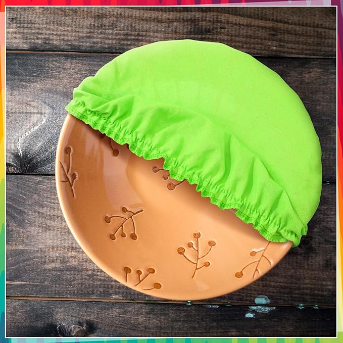 Patelai 10 Pcs Bowl Covers Reusable in 5 Size Stretch Cloth Fabric Elastic Food Storage Bowl Covers Bread Sourdough Lids for Proofing Food Fruits Leftover(Rainbow Style)