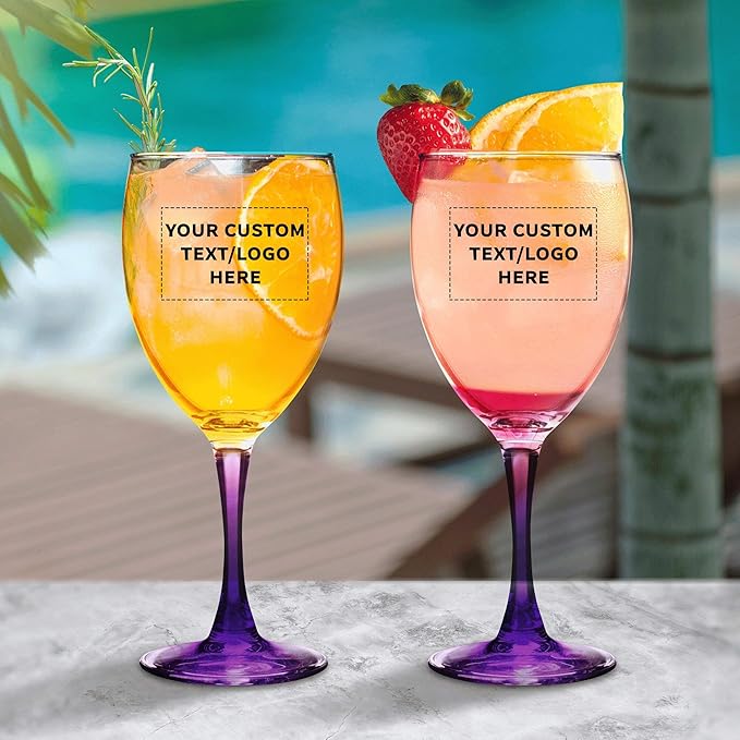 Custom Nuance Wine Glasses by ARC 10.5 oz. Set of 50, Personalized Bulk Pack - Restaurant Glassware, Perfect for Red Wine, White Wine, Cocktails - Purple