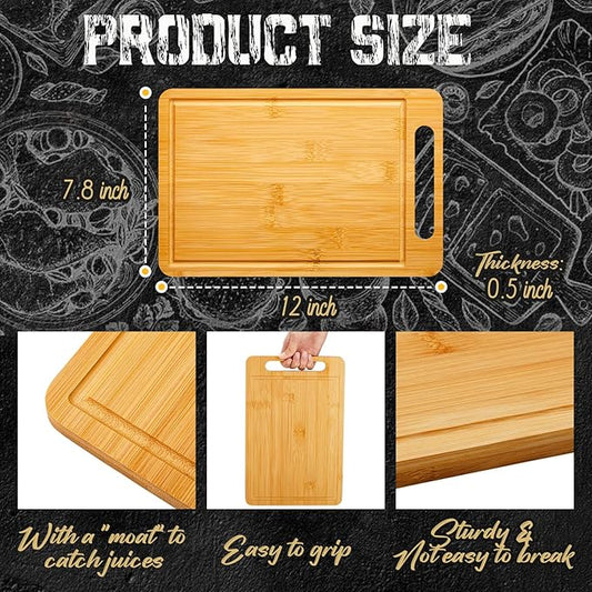 Nuenen 10 Pcs Bulk Wood Cutting Board with Handle 12 x 7.8 Inch Bamboo Wooden Kitchen Serving Chopping Boards for Pizza, Bread, Charcuterie, Fruit, Vegetables(Bamboo)