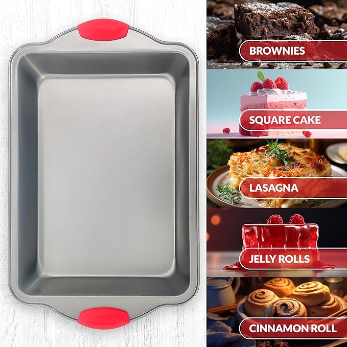 Boxiki Kitchen Non-stick 9x13 Rectangular Cake Pan - Durable Baking Pan for Oven Delights & Sheet Cakes - Non-Toxic, PTFE & PFOA Free