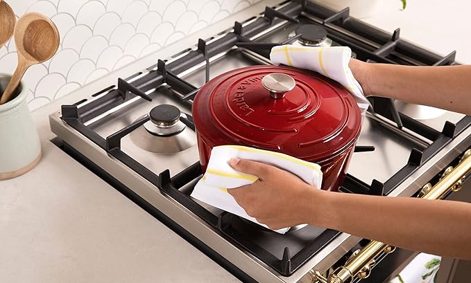 Larder & Vine 9 Piece Enameled Cast Iron Cookware Set, Oven Safe and Compatible with all Cooktops – includes 3.6 Qt Braiser, 5.7 QT and 8 QT Dutch Ovens, 10.25in Skillet and 2.2 QT Saucepan (Cabernet)