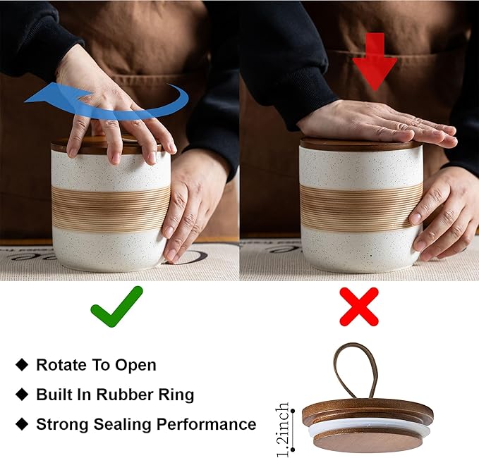 Coffee Container Jar with Lid, Ceramic Kitchen Food Storage Jars for Spice Sugar Cookie, Stackable Decorative Jars for Coffee Bar, White & 28 fl.oz