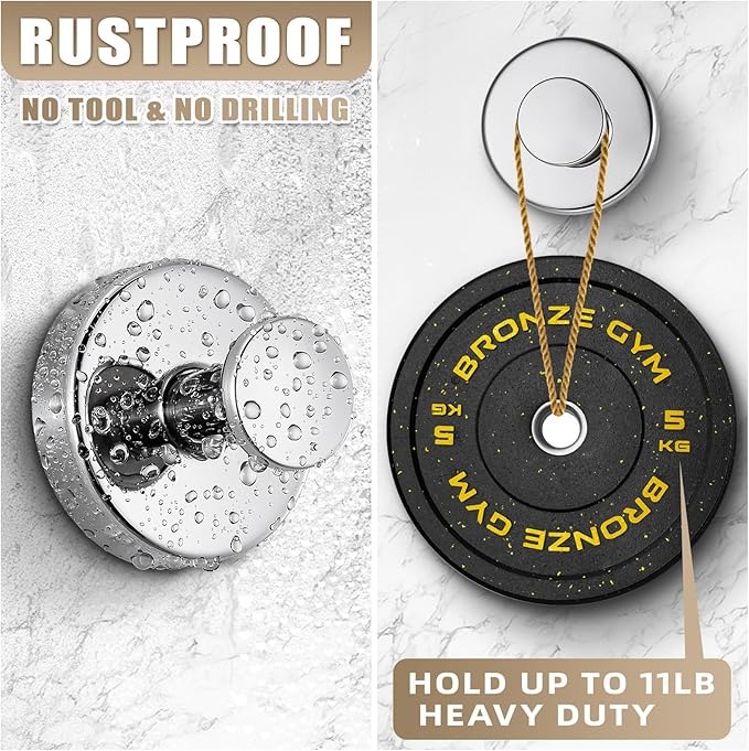 Suction Cup Hooks for Shower No-Drill Bathroom Hooks for Towels, Robes, Loofah Mountable on Bathroom Walls, Kitchen, Glass, Mirrors, Tile and Smooth,Non-Porous Surfaces (2, Chrome Polished)