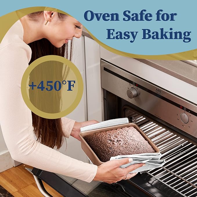 Ultra Cuisine Nonstick Square Cake Pan, Even Baking and Roasting, Easy to Clean, Durable Quality, Warp & Scratch Resistant Texture for Easy Release, Food-Safe, Size 8 x 8 inch