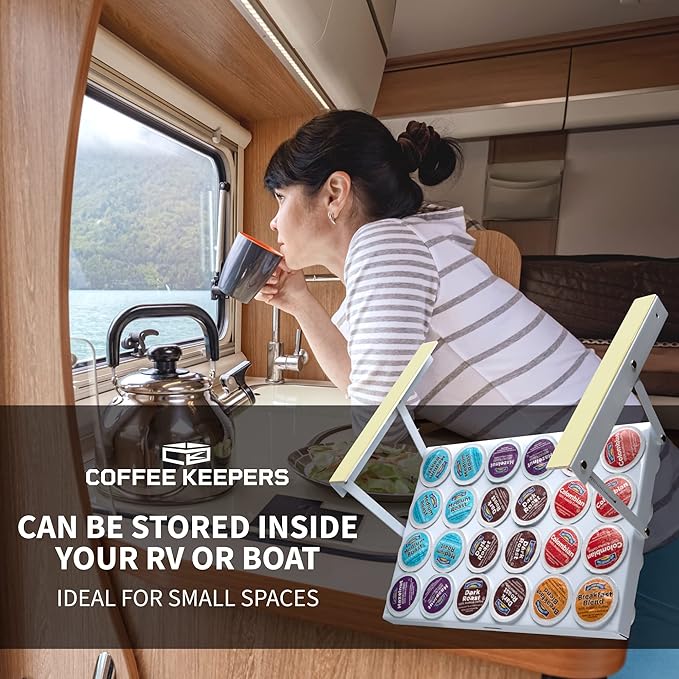 Under Cabinet K Cup Holder 24 Pods – Space-Saving Coffee Pod Holder – Keurig Pod Organizer for Small Spaces – Kcup Holder with Screws & Adhesive for Easy Installation STEEL - 13in x 10in - WHITE
