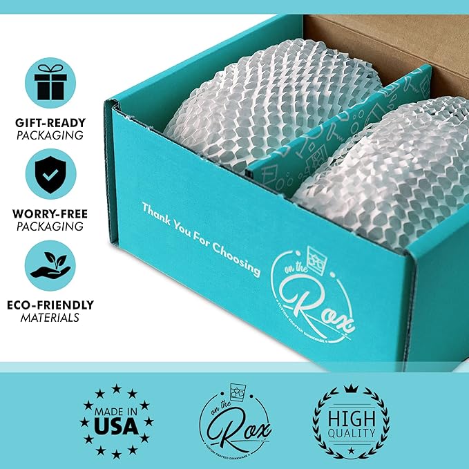 On The Rox Drinks Personalized Whiskey, Bourbon Monogram Glass Gifts - 11 oz Name Monogram Scotch Glass Set of 2 - Custom Cocktail, Rocks, Brandy Glasses