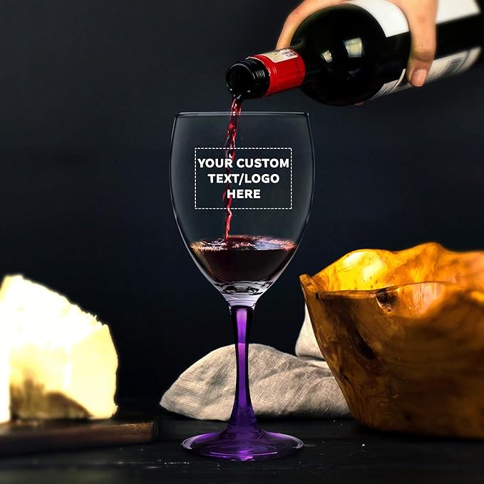 Custom Nuance Wine Glasses by ARC 10.5 oz. Set of 100, Personalized Bulk Pack - Restaurant Glassware, Perfect for Red Wine, White Wine, Cocktails - Purple