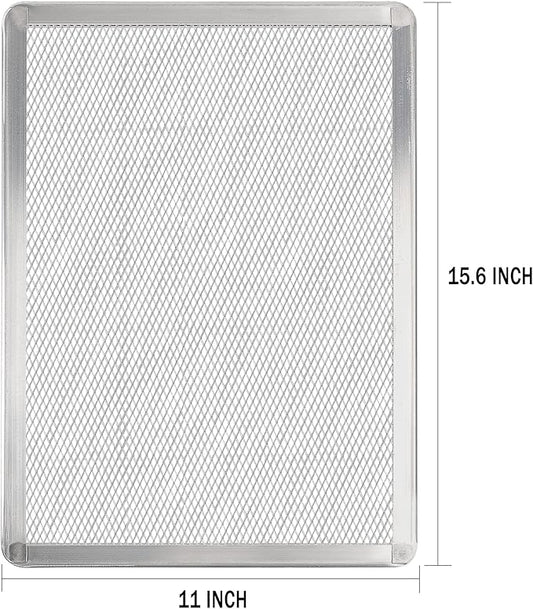 Pizza Screen 11 x 16 Inch 2 Pack Rectangular Aluminum Pizza Pan Restaurant-Grade Flatbread Screen Pizza Crisper Pan,Oven-Safe