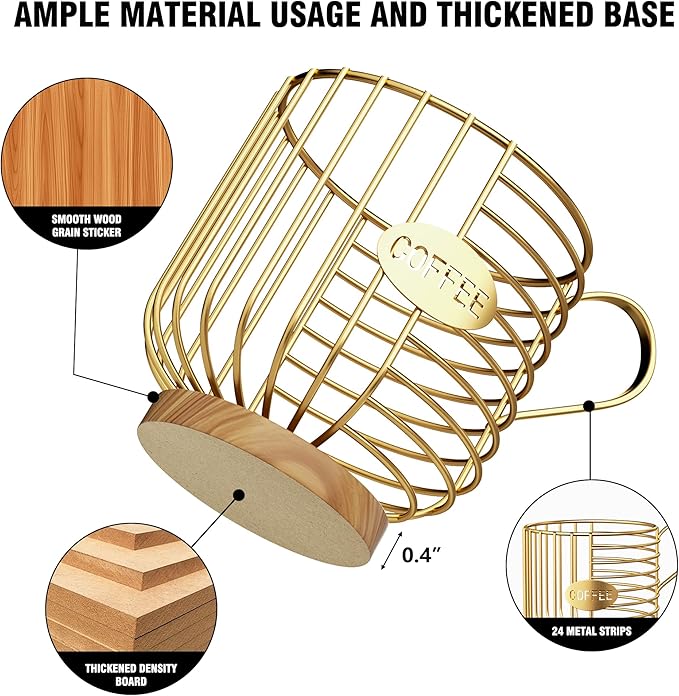 Coffee Pod Holder - Large-Capacity Metal Pod Holder, Accommodates Over 40 Espresso Capsules. Coffee Organizer, Suitable for Coffee Shops, Living Rooms, Kitchens, Bars, and Mor