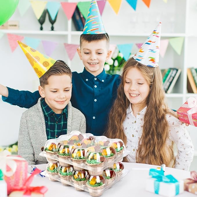 LotFancy Cupcake Containers 12 Count, 20 Sets, Plastic Dozen Cupcake Boxes for 240 Cupcakes, Disposable Cupcake Carrier Holder with Detachable Tall Dome Lid, BPA Free, Standard Size