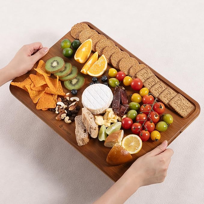 Extra Large Bamboo Cutting Board Over Sink Butcher Block Chopping Board Wooden Cutting Boards Solid Thick Juice Groove Big Xl XXl xlarge Kitchen Counter Organic Meat BBQ Kit(19.5" x 14" x 0.8")