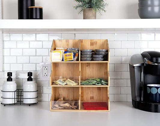 Mind Reader Coffee Pod Condiment Station, Countertop Organizer, Kitchen, Rayon from Bamboo, 13" L x 6.25" W x 15.25" H, Brown