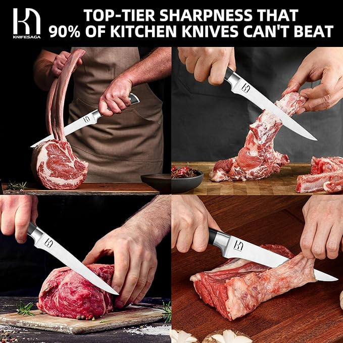 Boning Knife 6 inch for kitchen, Japanese Razor Sharp Fillet Knife High Carbon Stainless Steel, Professional Meat Cutting Knife with Ergonomic Handle, Time-saving Deboning Knife
