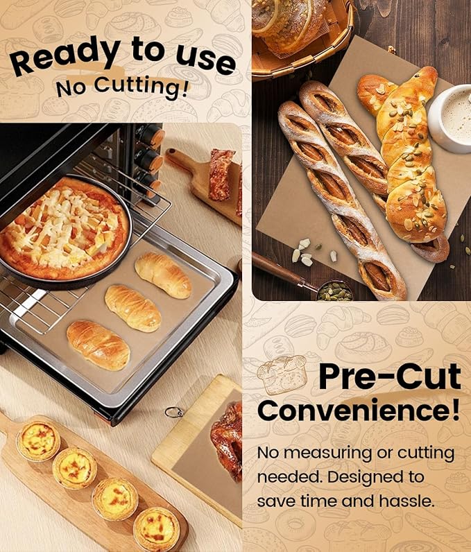 200 PCS Unbleached Parchment Paper Sheets for Baking 12x16 Inches, Non-Stick and Non-Toxic Pre-cut Parchment Sheets for Oven, Cooking, Grilling, Air Fryer and Steaming - Fit for Half Sheet Pans