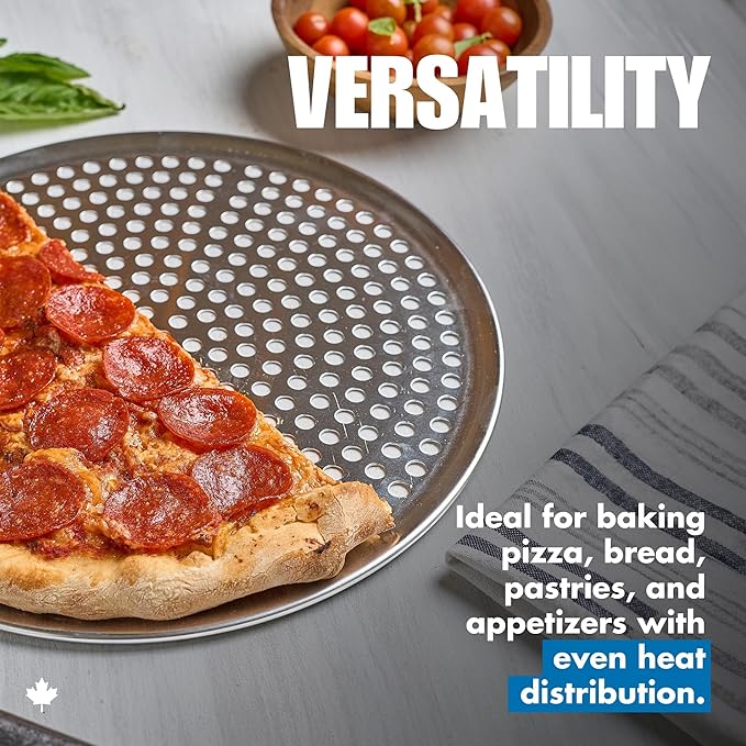 Norjac Pizza Pan with Holes, 16 Inch 2 Pack, Aluminum Pans for Oven, Round, Rust-Free & Heavy-Duty, Perforated Baking Tray for Crispy Crust