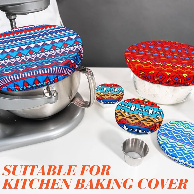 Patelai 10 Pcs Bowl Covers Reusable in 5 Size Stretch Cloth Fabric Elastic Food Storage Bowl Covers Bread Sourdough Lids for Proofing Food Fruits Leftover(Fresh Style)