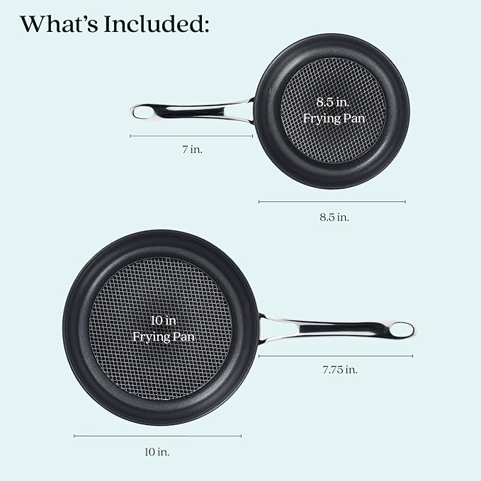 Anolon X Aluminum Nonstick Cookware Frying Pans/Skillet Set, 8.25 Inch and 10 Inch - Dark Gray