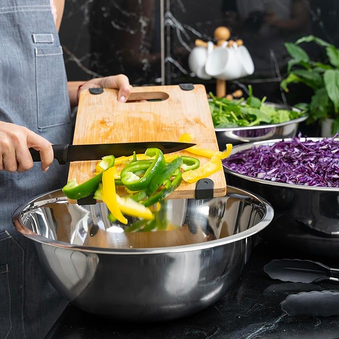 WHYSKO® Large Mixing Bowls, Set of 3 Stainless Steel 12 Quart Bowls for Restaurants, Food Service, Caterers and Home Kitchen Use, Rust Proof Bowls Great for Meal Prep, Baking, Serving, Food Storage