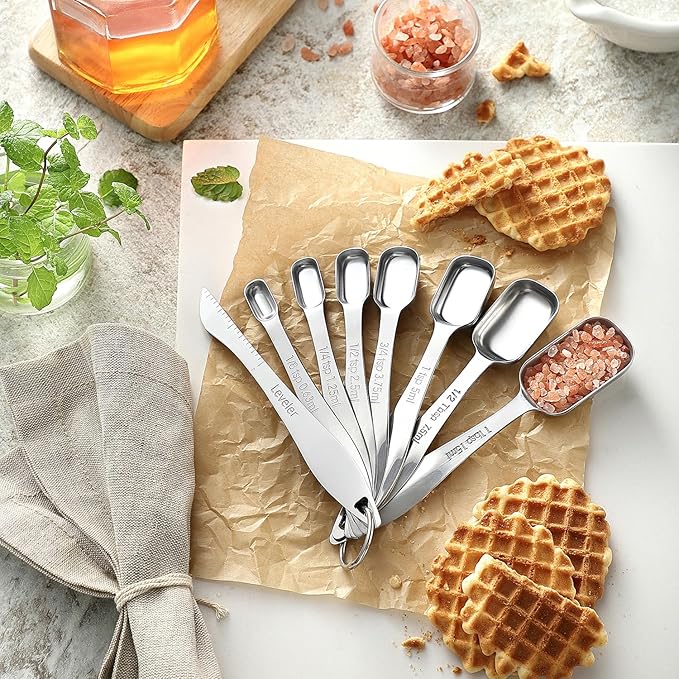 Spring Chef Stainless Steel Measuring Spoons Set of 13 with Leveler, Metal Teaspoon & Tablespoon Measuring Spoons for Cooking & Baking, Fits in Spice Jars, Kitchen Gadgets for Dry & Liquid Ingredients