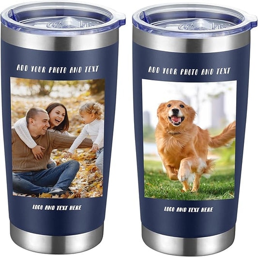 24 Pack Personalized Stainless Steel Tumbler,20oz Custom Water Bottle,Insulated Tumblers with Lids and Straws, Customizable Logo Pictureto, Engraved Termos