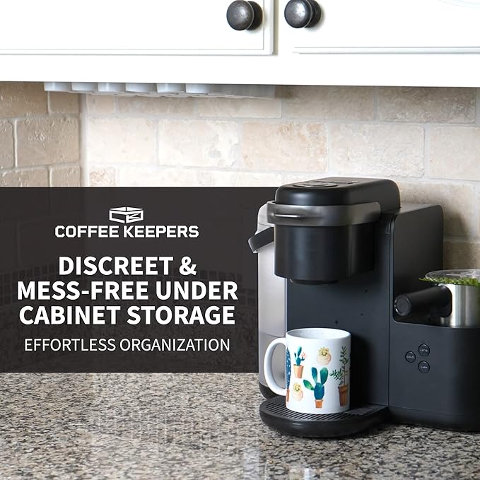Under Cabinet K Cup Holder 24 Pods – Space-Saving Coffee Pod Holder – Keurig Pod Organizer for Small Spaces – Kcup Holder with Screws & Adhesive for Easy Installation STEEL - 13in x 10in - BLACK