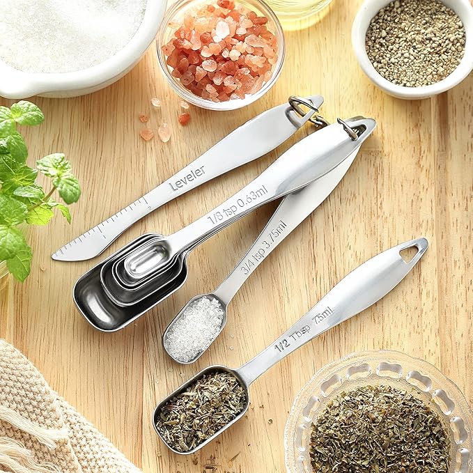 Spring Chef Stainless Steel Measuring Cups & Spoons Set of 20 with Leveler, Nesting 7 Metal Measuring Cups & 13 Spoons for Dry & Liquid Ingredients, Dishwasher Safe Kitchen Tools for Cooking & Baking