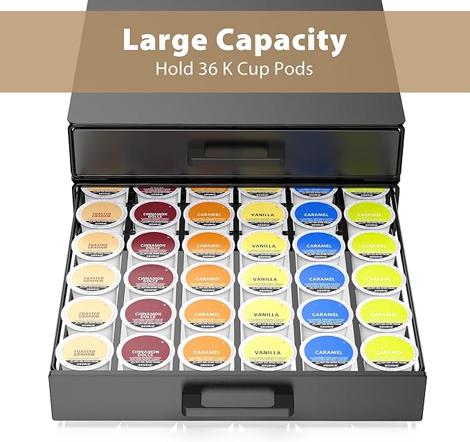Storage Organizer Drawer for K-Cup Pods, ZECENN Coffee Pods Holder for Keurig Pods, Coffee Station Organizer Coffee Bar Accessories (36 Pods Capacity -Storage Drawer)