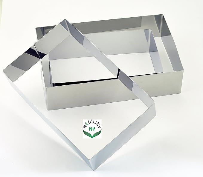 NEWLINE NY Stainless Steel Cake Mousse Ring Molding Forming (Rectangular Cake Pastry Rings)