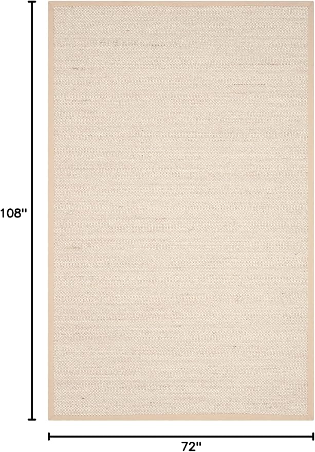 SAFAVIEH Area Rug 6x9 - Natural Fiber Collection - Marble & Linen Color, Sisal, Woven Design with Border (NF143B)