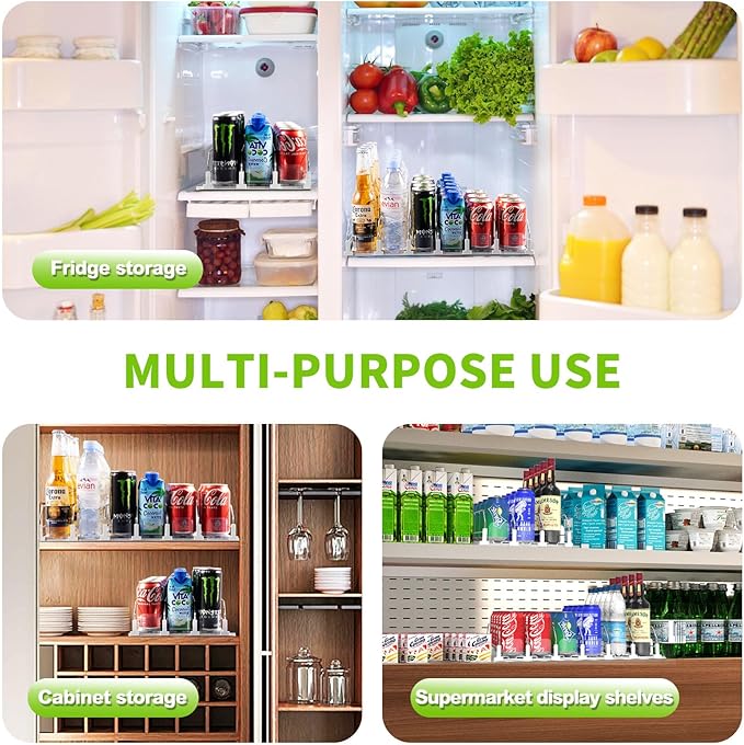 Coanto Drink Organizer for Fridge, Soda Can Dispenser for Refrigerator, Automatic Self-Pushing Fridge Drink Dispenser Holds up to 30 Cans, 6 Row