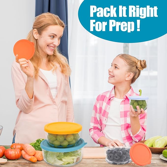 7 Cup Silicone Replacement Lids Storage Cover for Pyrex 7402-PC Glass Bowls (Container not Included) 2 Pack Microwave, Dishwasher and Freezer Safe