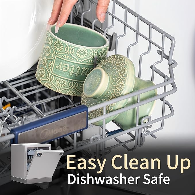 Ceramic Butter Crock with Lid, French Butter Dish with Water Line for Countertop, Butter Keeper for Spreadable Butter, Container Holder for Kitchen and Home Decor, 6.7 OZ, Vintage Green