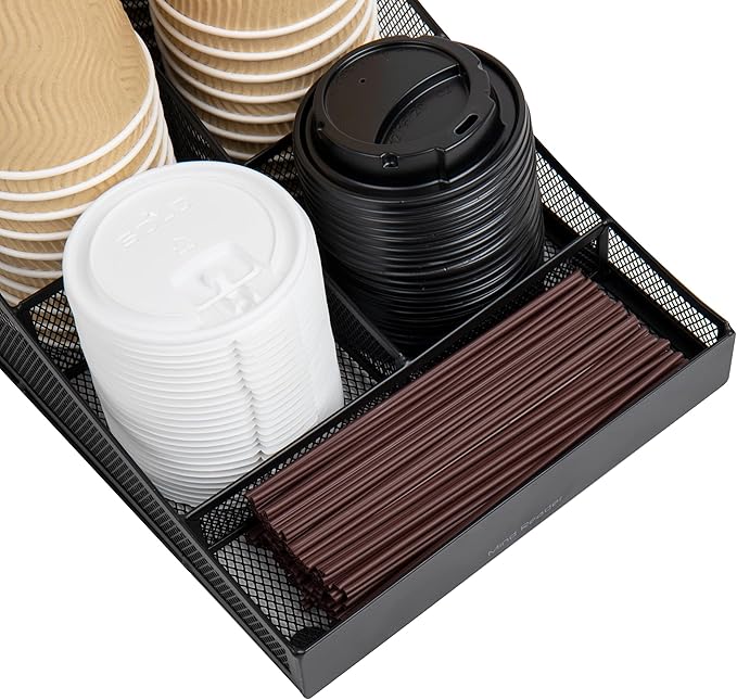 Mind Reader Countertop Organizer, Office Breakroom Supply Caddy, Desktop Organizer, Metal Mesh, Black (Pack of 6)