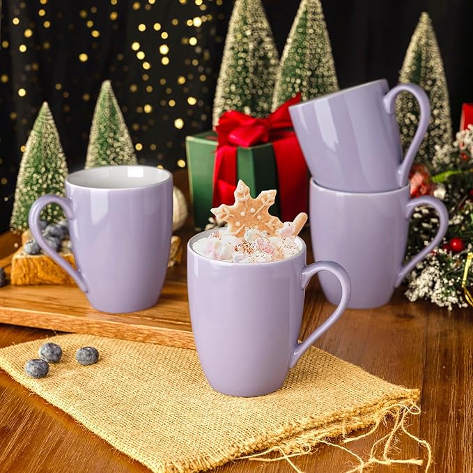 GBHOME 16oz Coffee Mugs Set of 6, Large Ceramic Coffee Mugs for Man, Woman, Dad, Mom, Modern Coffee Mugs Set with handle for Tea/Latte/Cappuccino/Milk/Cocoa. Dishwasher&Microwave Safe,Puple