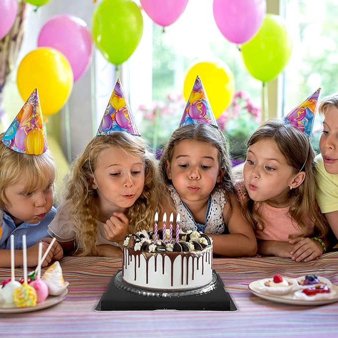 Clear Cake Box, 2-Pack Cake Carrier Container 10" X 10" X 9" with Ribbon Transparent Boxes with Lid Gift Package for Birthday Wedding Party, Black