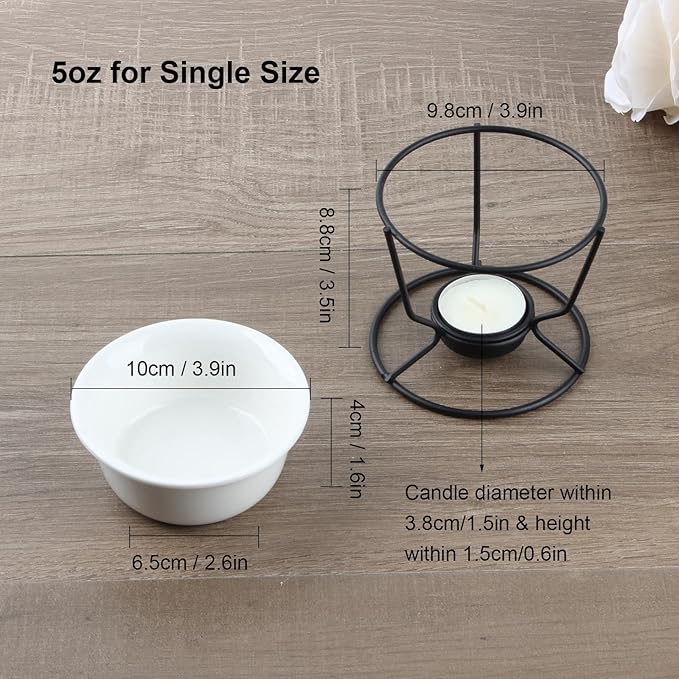 4Pcs Ceramic Butter Warmers for Seafood, 5oz Fondue Pot Set for Chocolate Butter Cheese, Ceramic Bowl for Food Crab Lobster, Suitable for Dishwasher Microwave Oven, Round