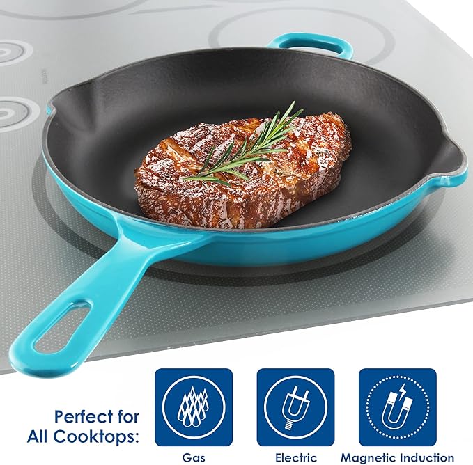 Chantal Enameled Cast Iron Cookware, 5 pc Set, Sea Blue