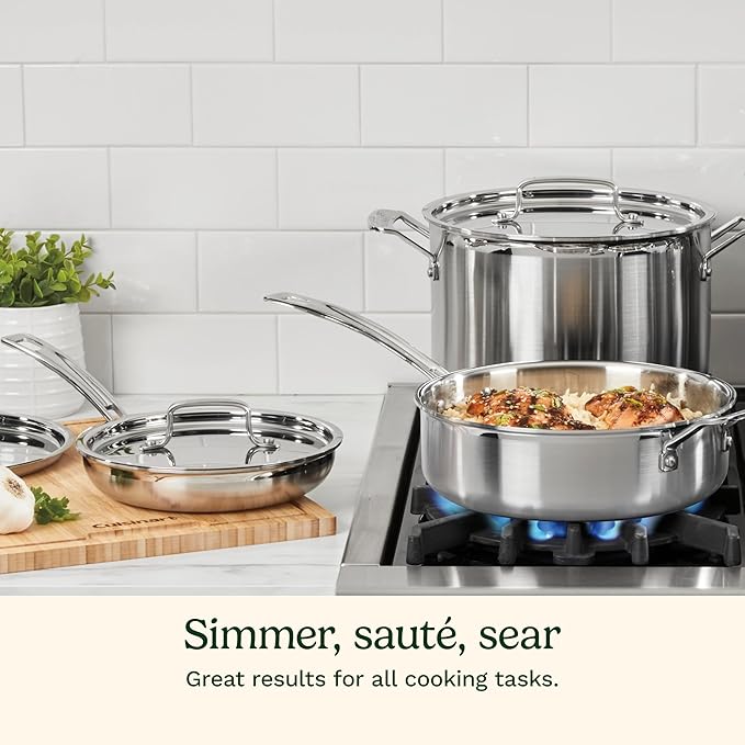 Cuisinart 15 Piece Cookware Set, MultiClad Pro Triple Ply, Silver, MCP-15N